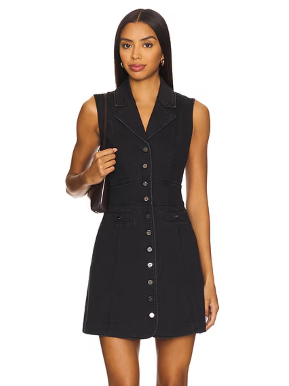 PAIGE Vida Denim Mini Dress Faded Darkness Black Size 4
